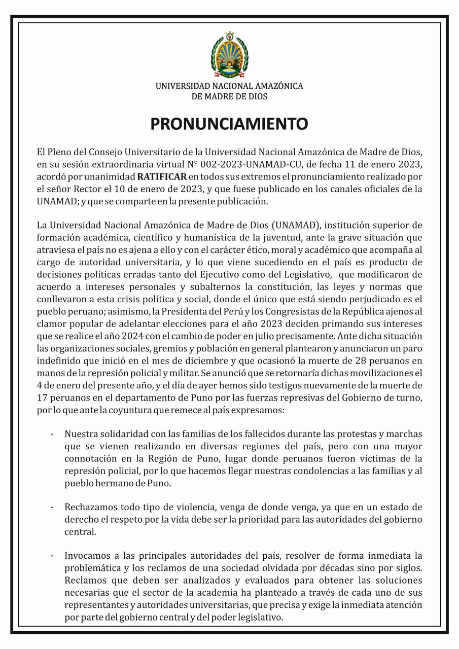 PRONUNCIAMIENTO 001-2023