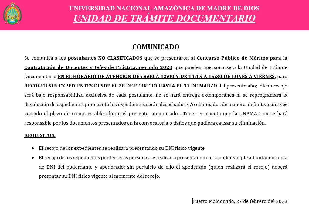 COMUNICADO