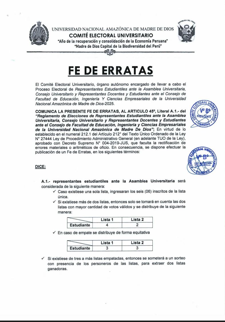 cronograma electoral Universitario elecciones 2025