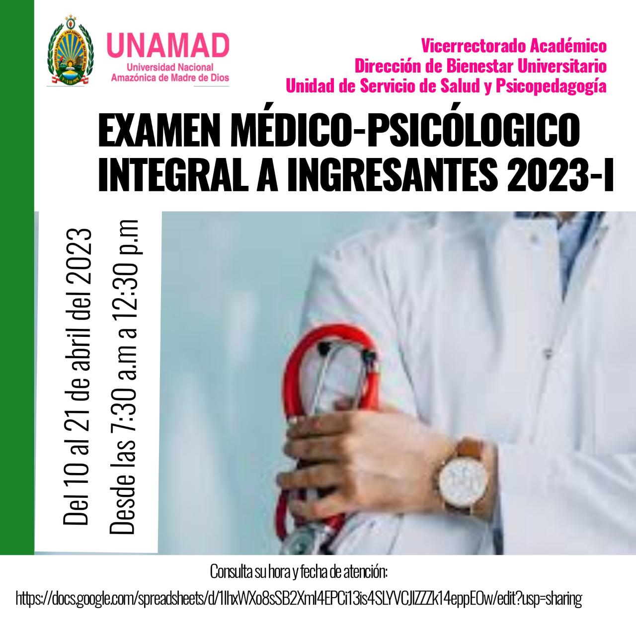 EXAMEN MEDICO -PSICOLÓGICO
