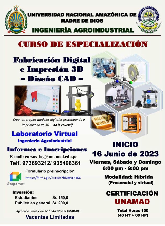 Curso de Especialización “FABRICACIÓN DIGITAL E IMPRESIÓN 3D – DISEÑO CAD”