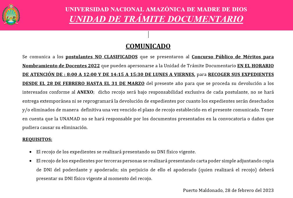 COMUNICADO
